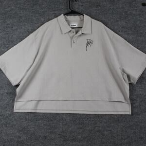 Goat x Diana Alvarado Shirt Small Art Basel Cropped Graphic Polo Gray Grunge Art